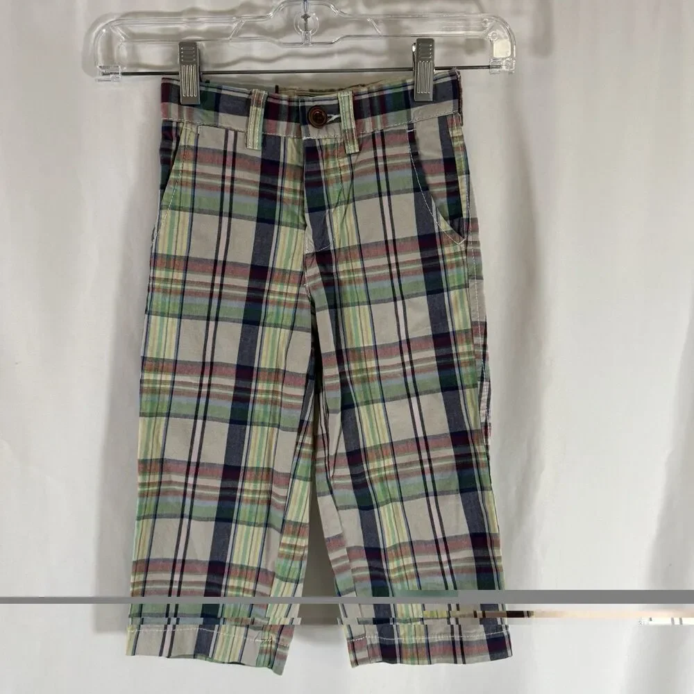 New Gap Chino Pants Boys 2 Years Mulitcolor Plaid Button Zip